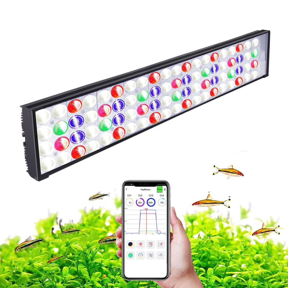 PopBloom H54 WiFi Vollspektrum Aquarium LED Beleuchtung Aquarium-RGB-LED Pflanzenaquariumleuchten für 55-70cm Süßwasser Aquarien Fischtank