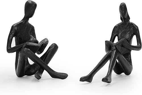 Miniatura 2 de Dreamseden Figuras de lectura de hierro fundido, escultura romántica para pareja, decoración del hogar, para dormitorio, estantería, oficina