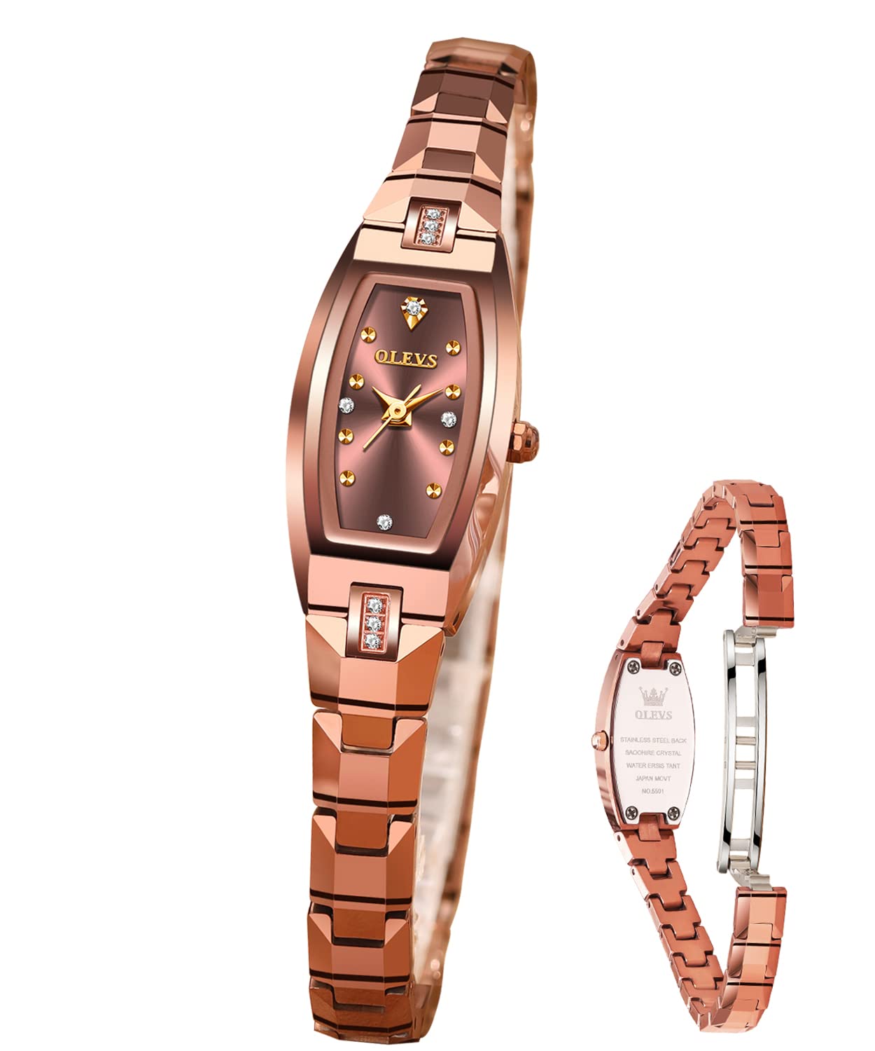 OLEVSLadies Watch Rose Gold Ceramic Designer Elegant Note Fashion Luxury 3ATM Date Waterproof Luminous Green Valentine's Day Present Quartz