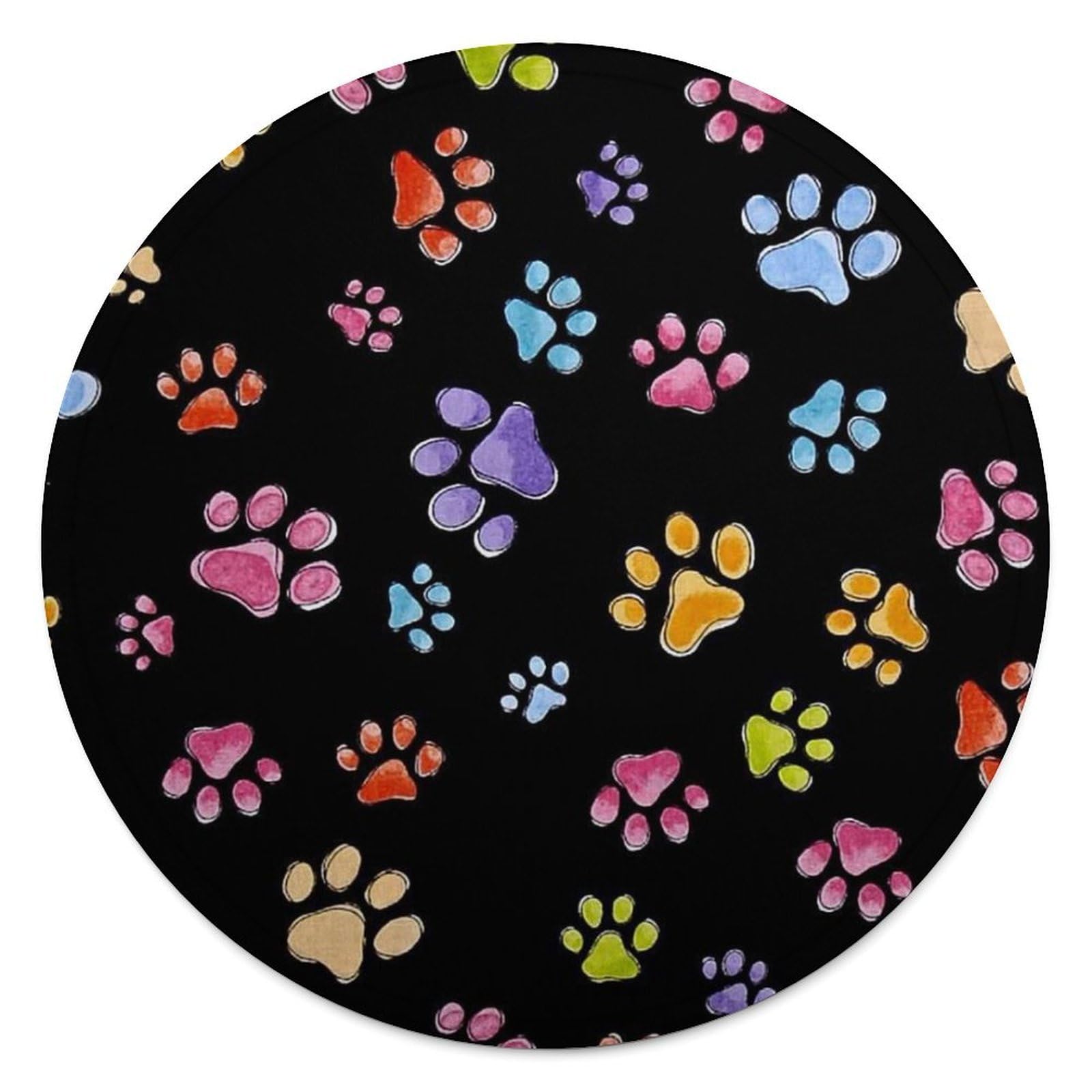 Couverture ronde en flanelle à motif pattes de chat diamètre 150 cm pour canapé