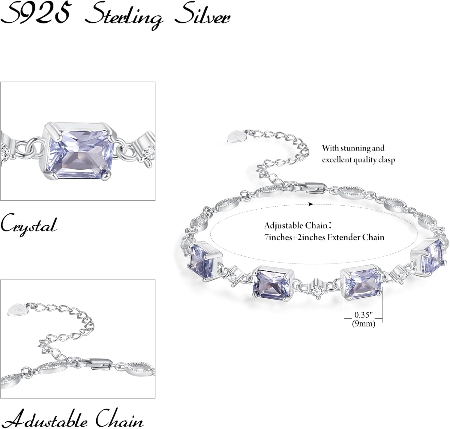 PRAYMOS Birthstone Bracelets for Women Mom Mother's Grandma Sterling Silver Women's Bracelets Birthstone Jewelry Gifts