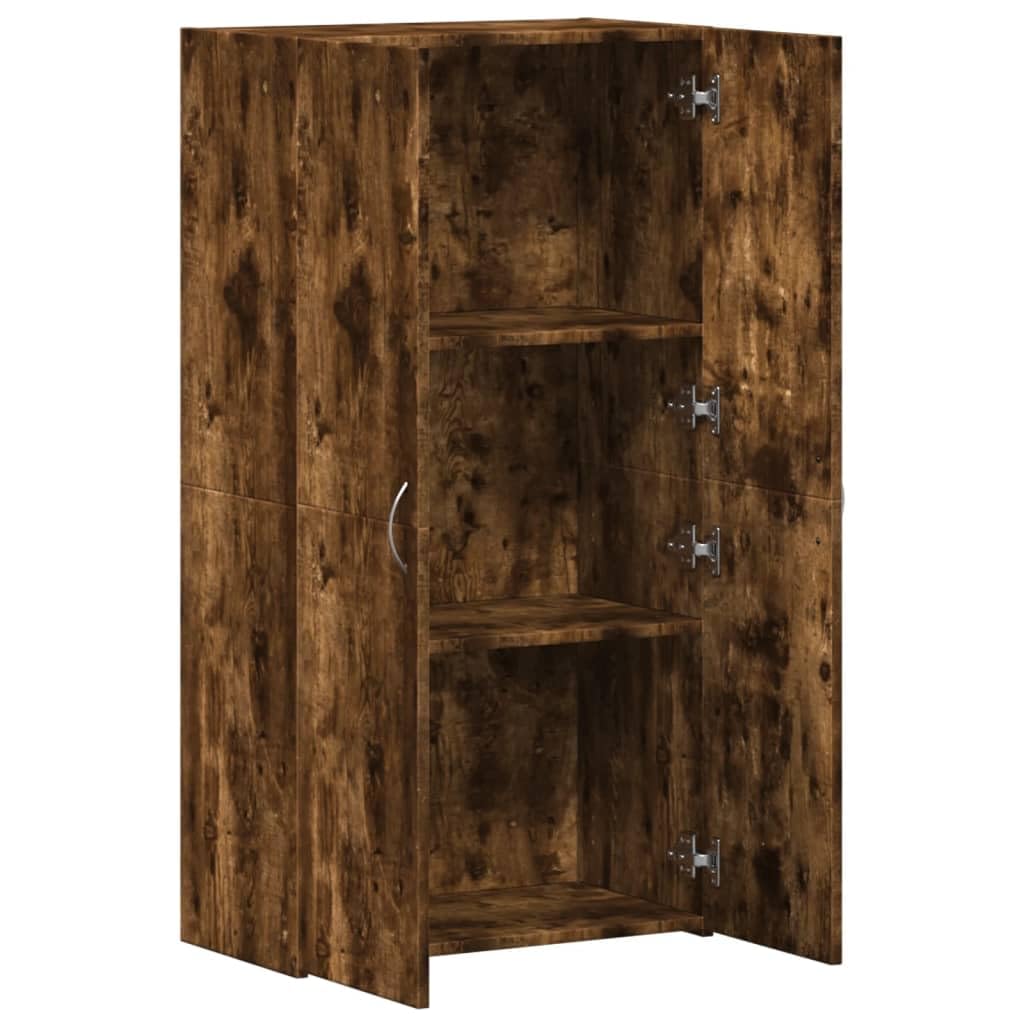 Brokky Schedario Rovere Fumo 60x32x115 cm in Legno Multistrato,Cassettiera,Mobiletto da Ufficio con Serratura,Regolabile per Cartelle Sospese,Superficie Testurizzata,per Ufficio,Studio