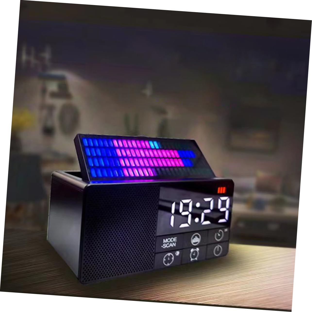 Tofficu Reloj Despertador Digital con Altavoz Inalámbrico y Radio FM Pantalla Plegable Función de Alarma y Reproducción USB para Dormitorio
