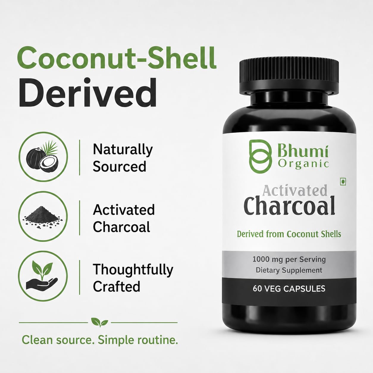 Bhumi Organic Activated Charcoal 500 mg Capsules, 60 Count 4