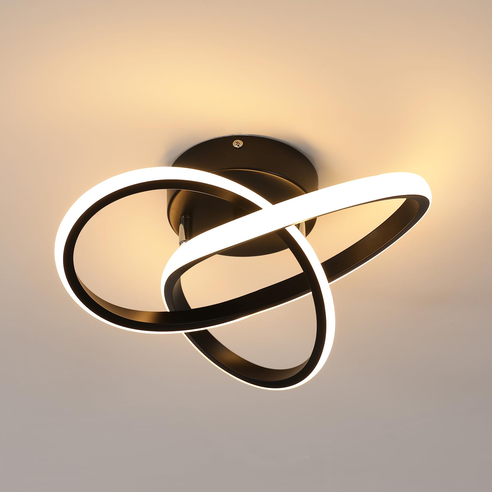 SeamoonLED Ceiling Light, 30W 3375LM Modern Ceiling Lamp, Black Ceiling Lighting in Creative Design for Bedroom Kitchen Hallway Office (Warm Light 3000K, Diameter 30cm)