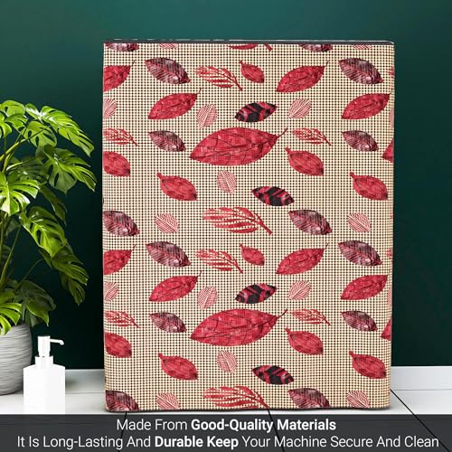 Image of Kuber Industries Washing Machine Cover | Semi-Automatic Washer Covers | Ideal For 6 kg, 6.5 kg, 7 kg & 7.5 kg | Waterproof & Dust-Proof Machine Cover | Leaf Print | Brown
