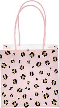 Sparkle and Bash Party Favor Bags with Handles - 12-Pack, 5 x 5 x 3 In, Pink Floral & Animal Assortment - Mini Gift Bags for Jewelry, Candies & Small Favors