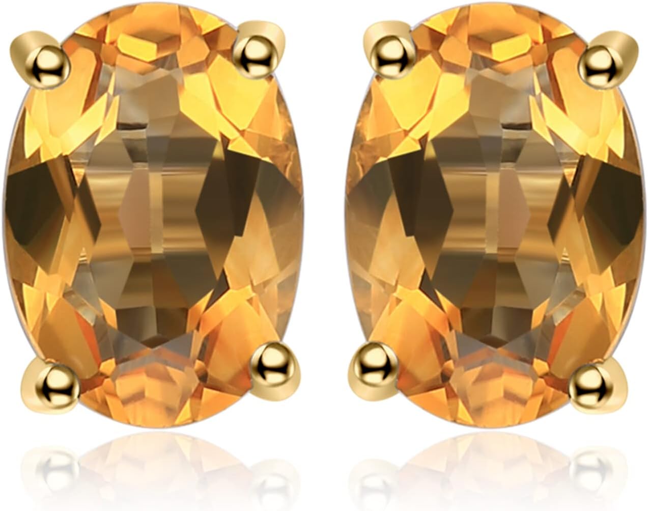 JewelryPalace Natural Garnet Peridot Amethyst Citrine Blue Topaz Birthstone Stud Earrings for Women, 14k Gold Plated 925 Sterling Silver Earrings for Women, Gemstones Jewelry Sets for Girls