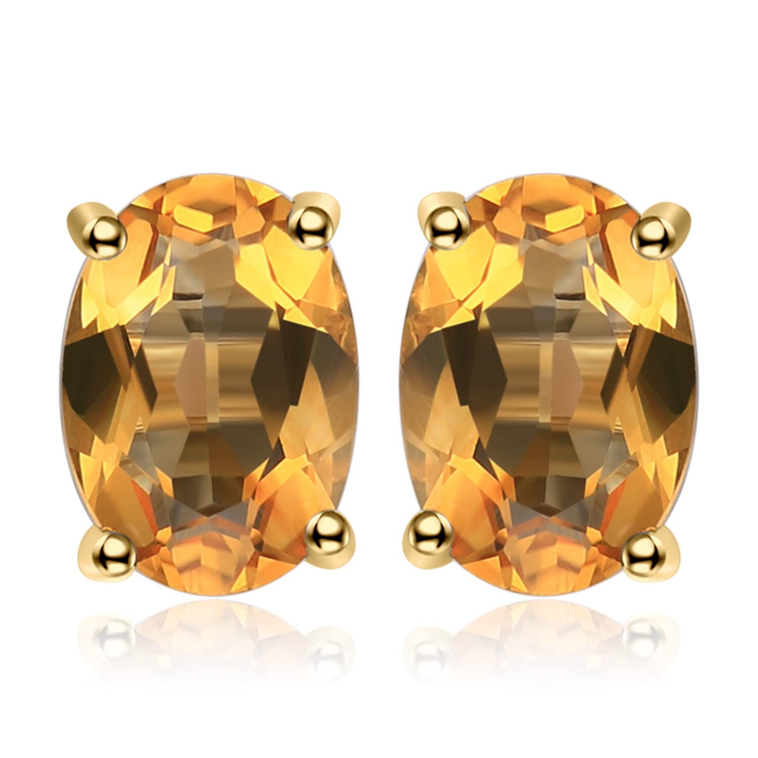 JewelryPalace Natural Garnet Peridot Amethyst Citrine Blue Topaz Birthstone Stud Earrings for Women, 14k Gold Plated 925 Sterling Silver Earrings for Women, Gemstones Jewelry Sets for Girls