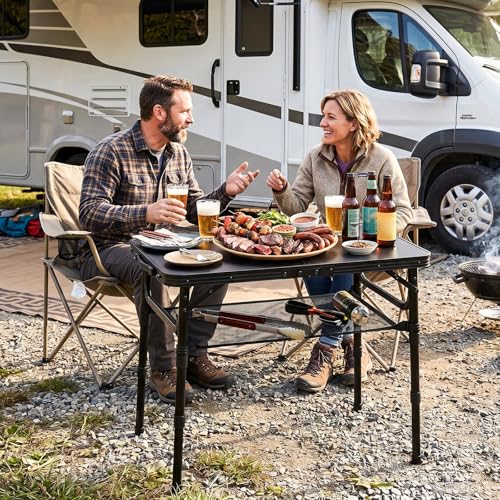 GIANTEX Mesa de Camping Plegable de Aluminio 25 x 16 pulgadas con 3 Alturas Ajustables y Red de Almacenamiento, Ligera y Portátil para Exterior miniatura 5