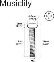 Vista 2 de Musiclily Tornillos de montaje básicos de rosca métrica de metal de 0.110 x 0.669 in para Strat Stratocaster/Tele Telecaster guitarra eléctrica