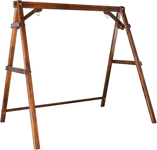 VINGLI Marco de columpio de madera resistente de 660 libras con tablero de conexión inferior adicional, soporte de banco de columpio de porche