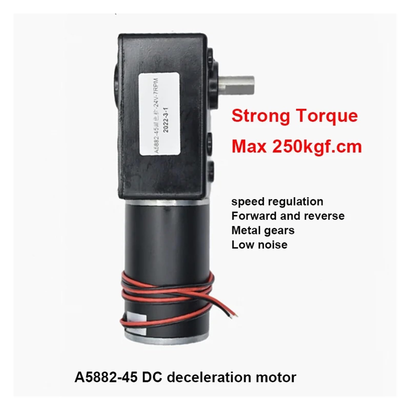 A5882-4 250 kg.cm 12 V 24 V Gleichstrom-Getriebemotor, starkes Drehmoment, Metall-Turbo-Schneckengetriebe, umgedrehte selbsthemmende Schnecke mit niedriger Drehzahl(24V 100RPM)
