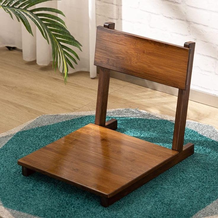 MAYAL Wooden Floor Chair for Yoga, Meditation, Pooja and Dining, Japanese Style Legless Sitting Chair-image-42
