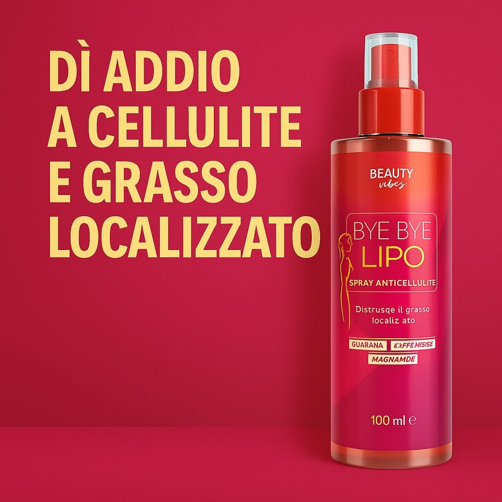 Bye Bye Lipo Spray Anticellulite 200ml | Trattamento Snellente e Tonificante, Niacinamide, Attivi Rassodanti Corpo