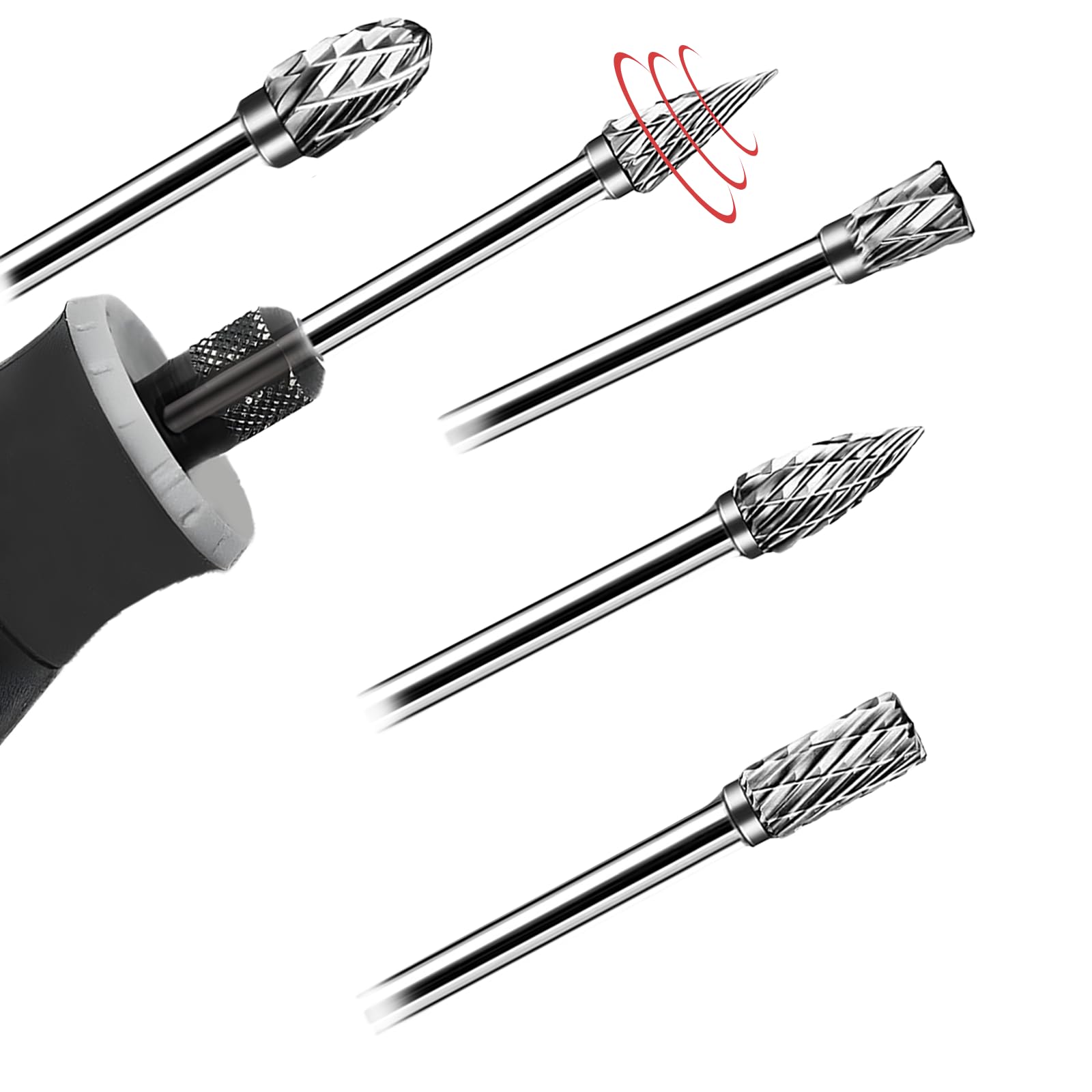 20 Pcs Double Cut Carbide Rotary Burr Set 1/8" Shank Compatible with Dremel for Metal Glass Woodworking, Drilling, Carving, Engraving, Polishing Cutting with 2 Collets — Amazon image 4