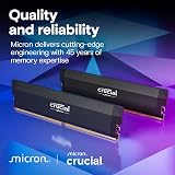 Crucial Pro DDR5 RAM 64GB Kit (2x32GB) 6400MHz CL40, Overclocking Gaming, Intel XMP 3.0 / AMD EXPO, Computer Memory (PC), Black - CP2K32G64C40U5B - 6