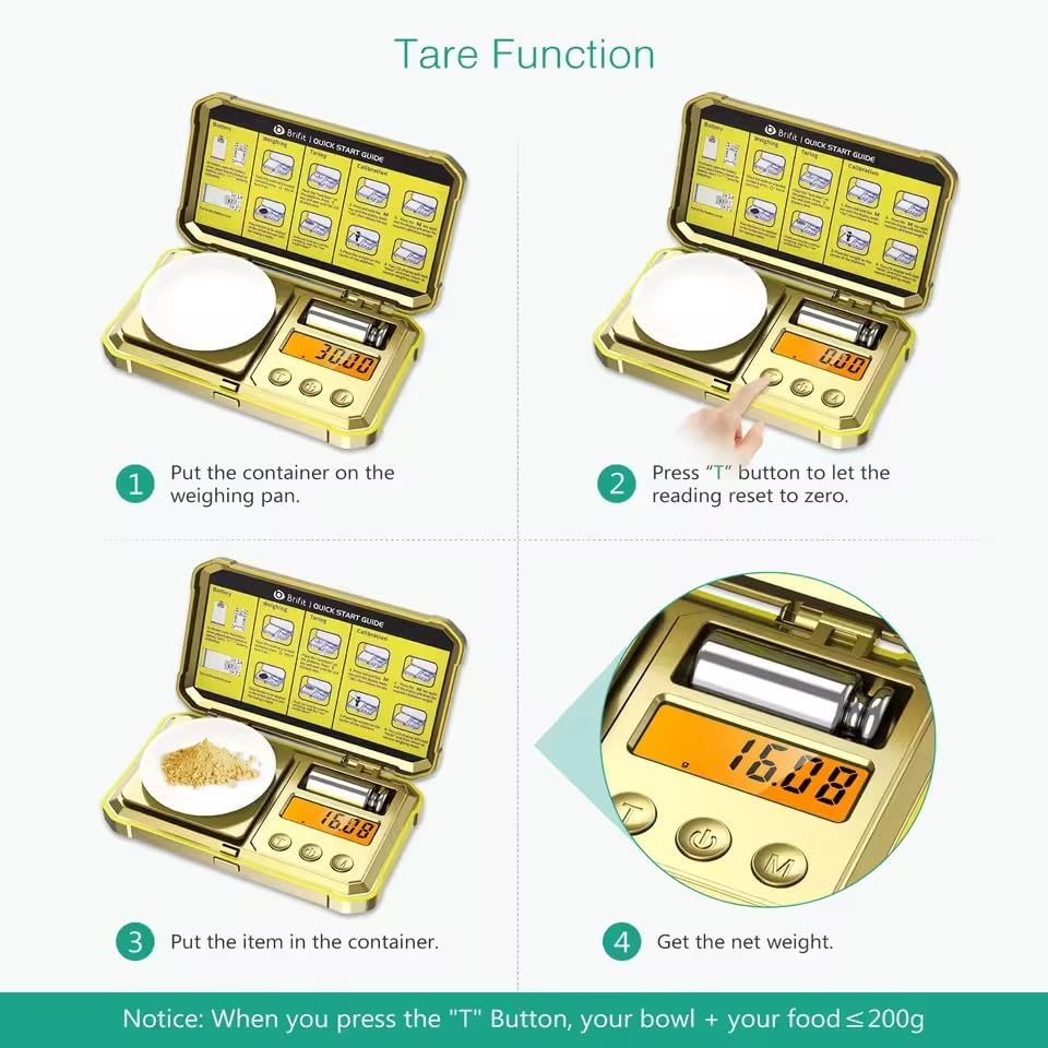 Digital Jewelry Scale 200g 0.01g Pocket Scales with 50g Calibration Weight Electronic Smart Scale for Professional Weighing