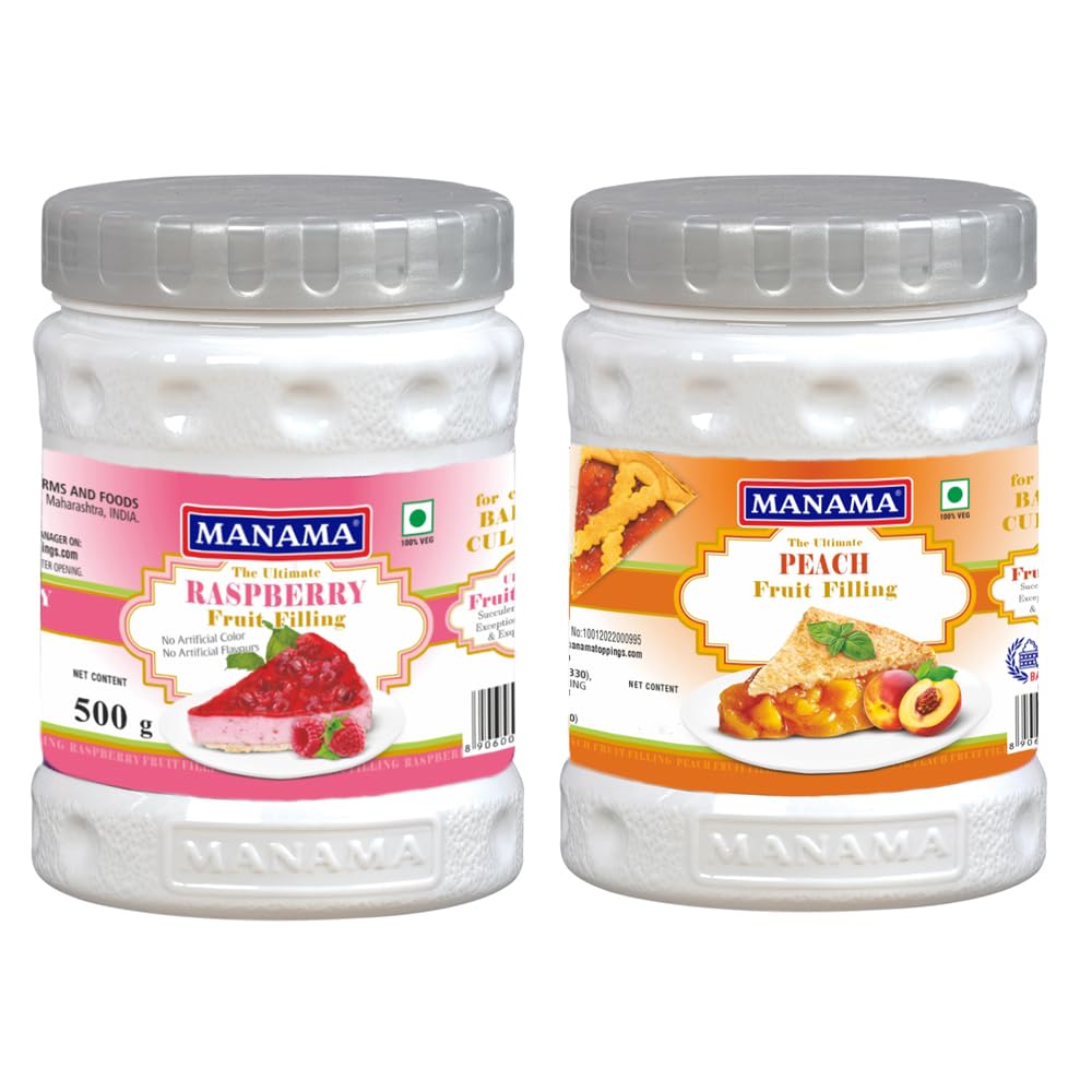 Manama Raspberry Fruit Filling and Peach Fruit Filling, 500gms Each, Pack of 2 (B0CWHFQWKL) Amazon Price History, Amazon Price Tracker
