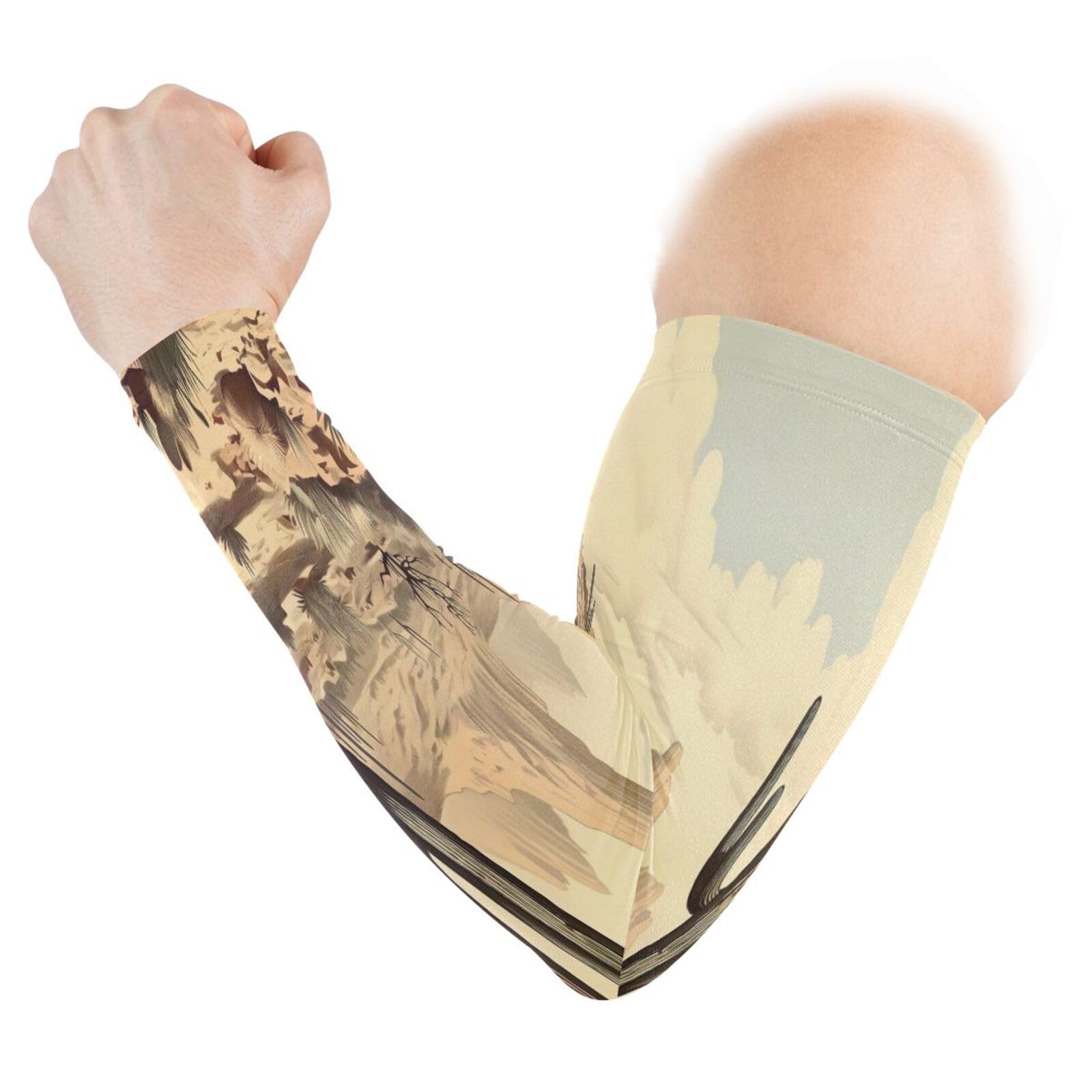 YEGAME Arm Sleeves for Men & Women, Desert Cactus 1 Pair Cooling UV Sun Protection Sports Compression Sleeves, UPF 50+ Basketball Tennis Cycling Arm Warmers, Breathable Tattoo Cover Sleeve