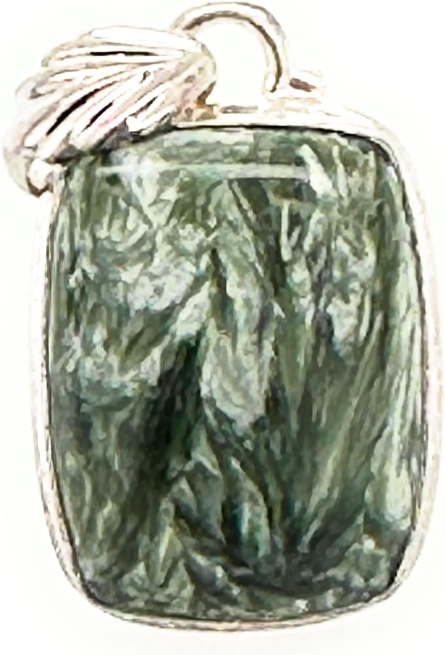 Natural Russian Seraphinite 925 Solid Sterling Silver Pendant 40mm - Image 5