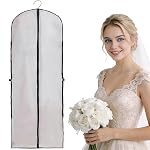 Garment Bag for Wedding Dresses and Suits,Heavy‑Duty PEVA Material with Reinforced Zipper, Breathable Protective Cover for Gowns, Travel and Closet Storage,180×60 cm (71×24 in), White