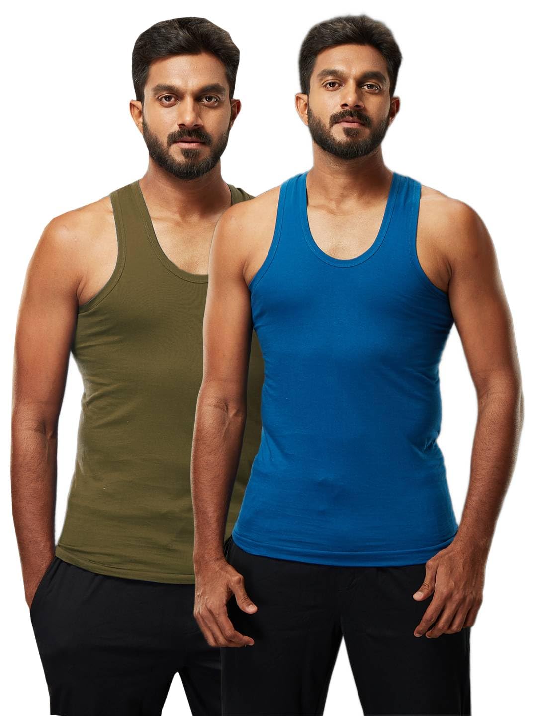 Men Assorted Colour 100% Combed Cotton Vest RN Zest Pack of 2-85-image-15