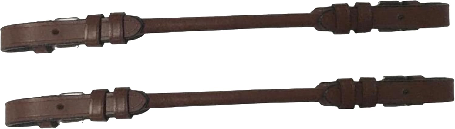 Majestic Ally Pair of Rolled Leather Buckeled Grab Strap for English Saddles, Hand Hold Strap for Safety When Riding Horse - Pack of 2