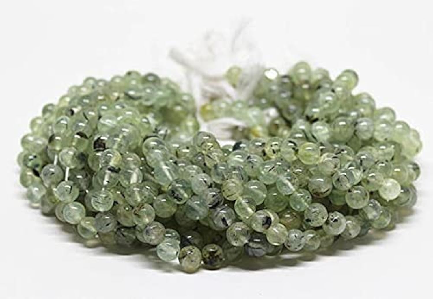 Perles de préhnite véritable 7-8mm en pierres fines pour joaillerie
