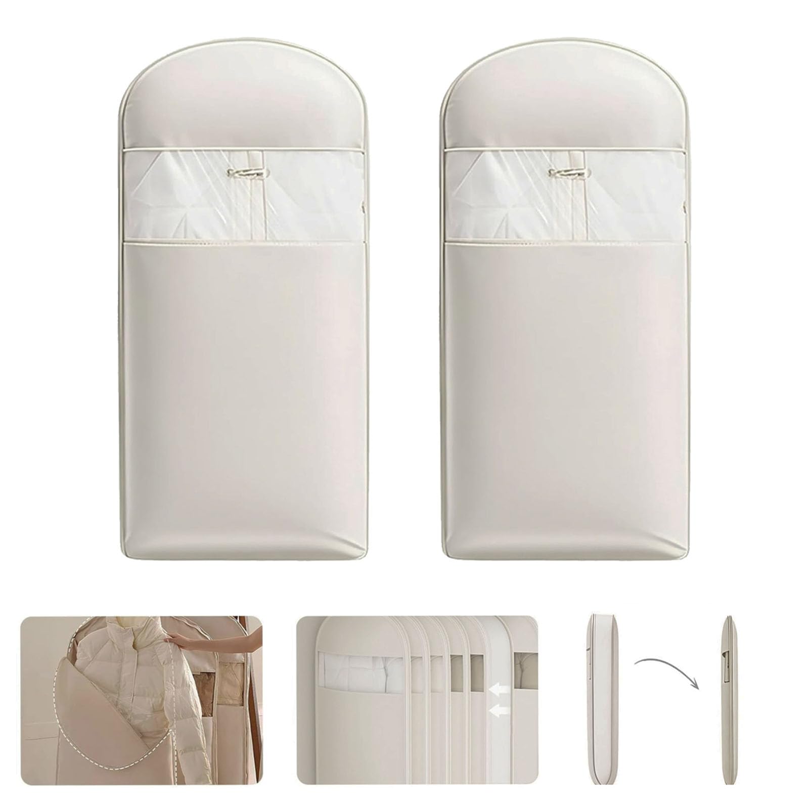 2 Packs Space Saving Garment Bag with Self Compression Zipper, Travel Use