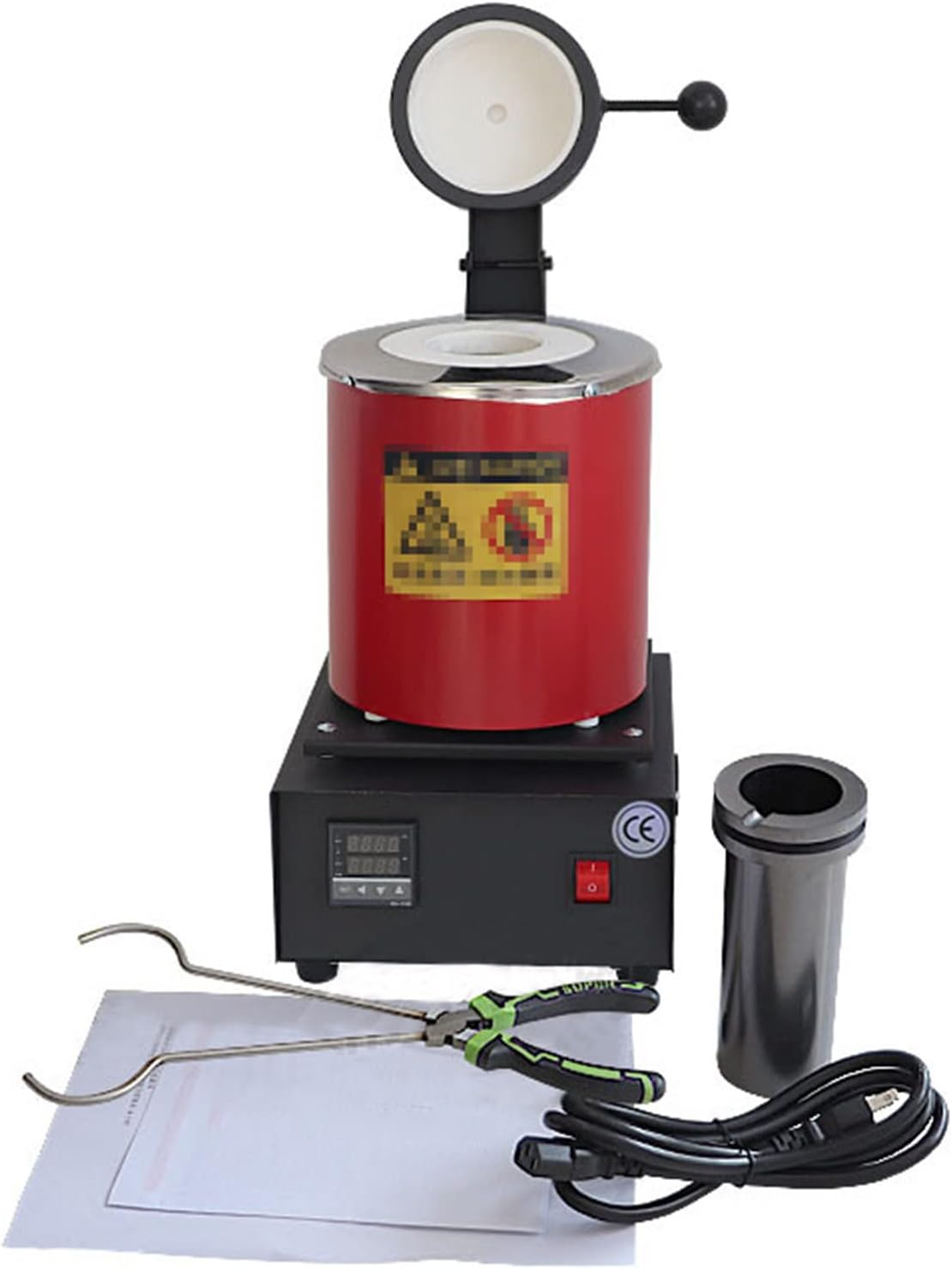 QBREZA Small Alchemy Furnace Melting Aluminum Electric Melting Furnace Silver Melting Machine Household High Temperature Resistant Alchemy Tools,Red