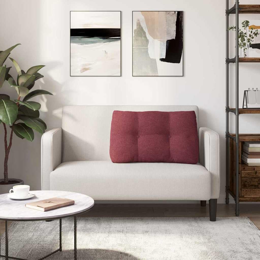 Cojín de espalda rojo vino 80 x 24 x 50 cm, tejido ergonómico, cojín trasero ergonómico para un mejor agarre y comodidad, funda aterciopelada con cremallera, relleno de poliéster para una