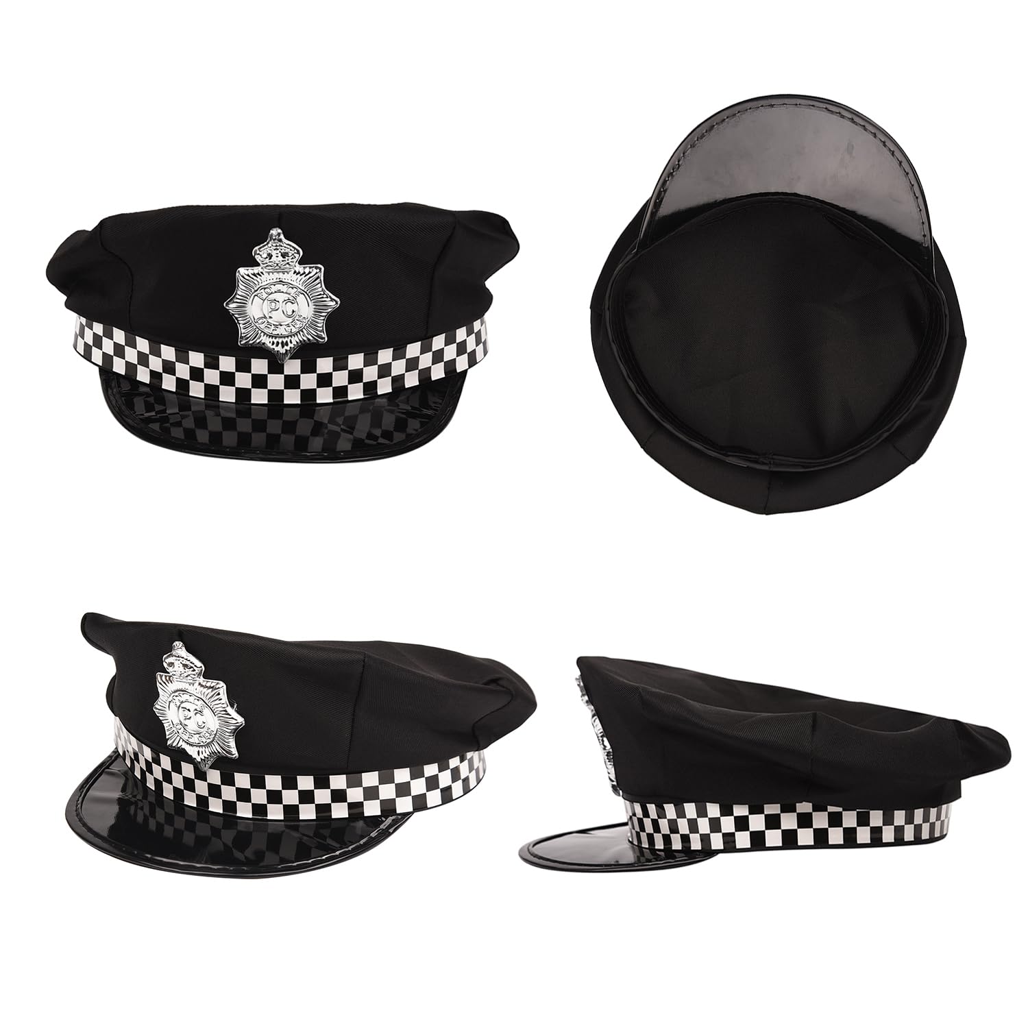 NAUZE 3 Pieces Police Fancy Dress Accessory Police Hat Badge and Black Tie for Halloween Police Officer Costume Accessories - Image 3