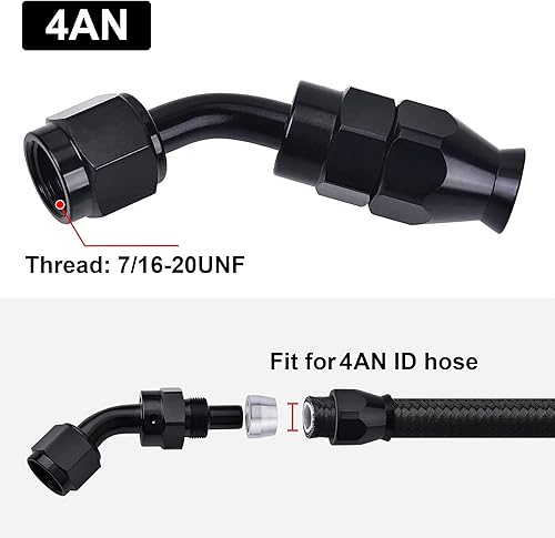 Miniatura 34 de EVIL ENERGY 3AN PTFE manguera extremo montaje 90 grados negro para manguera de PTFE solamente 2PCS