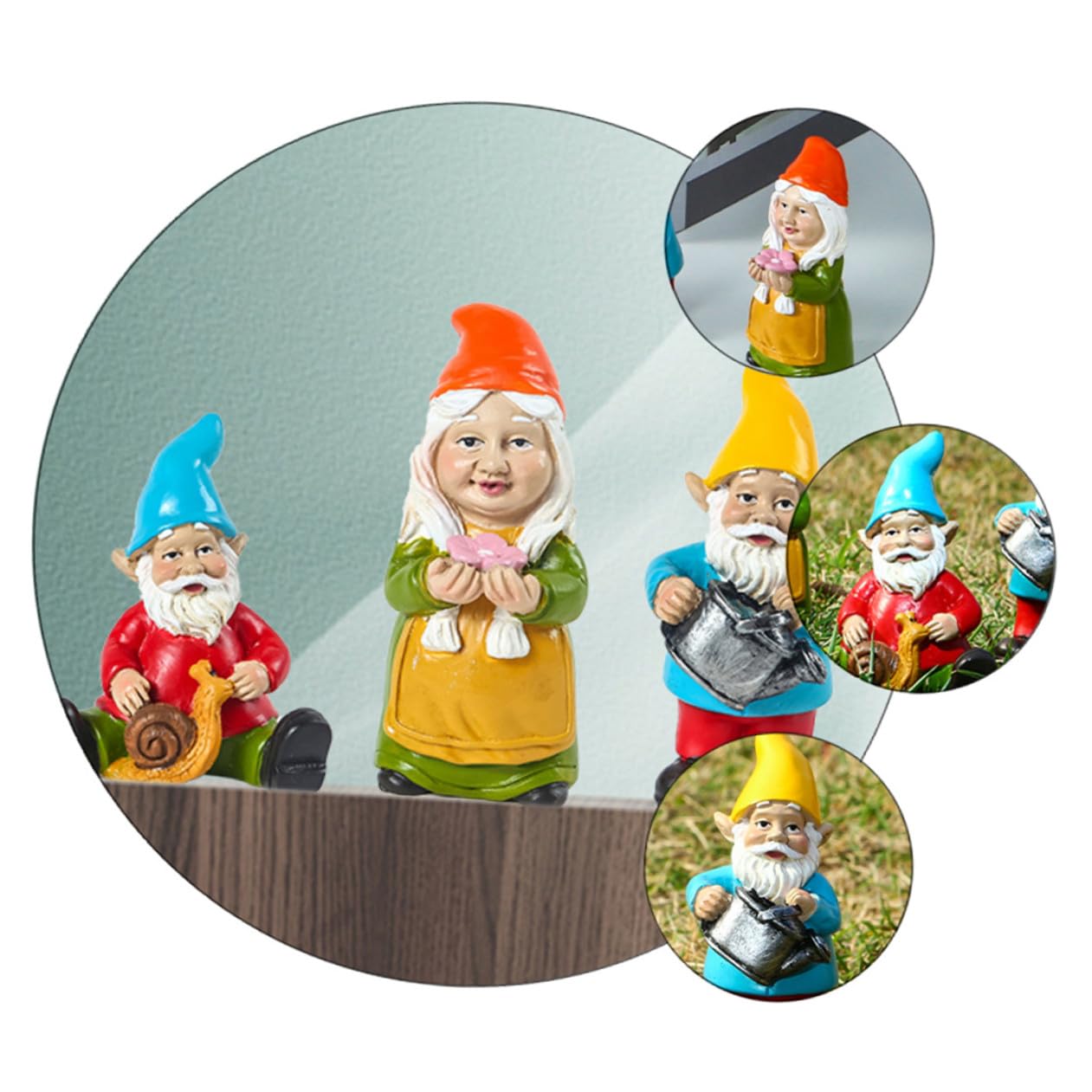 Ornamenti in Resina Gnomi da Giardino Natale Set da 10 Pezzi Decorativi Creativi per Cortile e Prato Decorazione Natalizia per Casa e Paesaggi