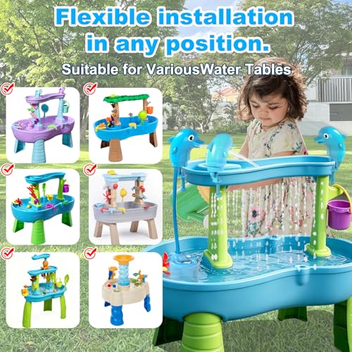 Image of Water Table Pump with Huge Water Output, 4 Hours Non-Stop Fun, Battery Powered Continuous Flow, Edge-Locking Dolphins Design for Summer Outdoor Water Table Accessories for Toddlers Kids