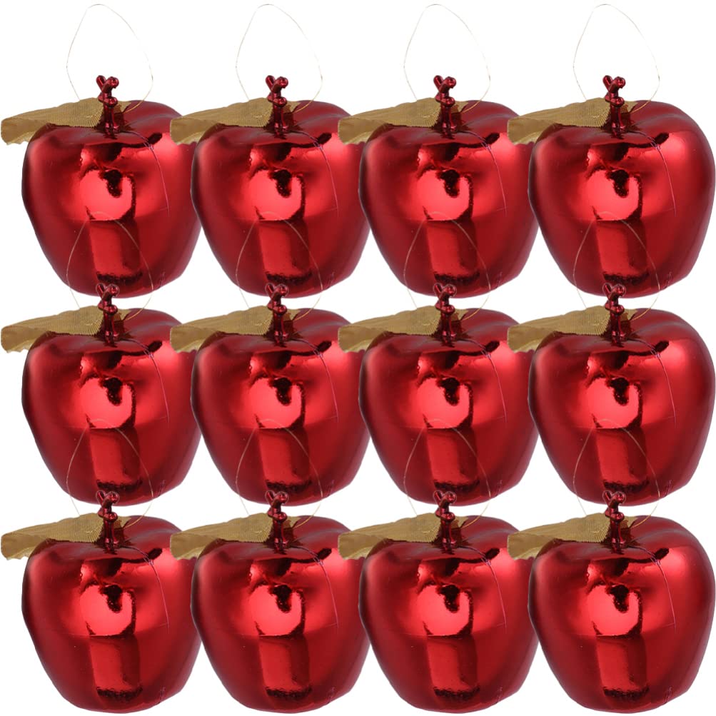 12PCS Christmas Tree Ornaments Apples Mini Christmas Tree Baubles Apples Hanging Ornaments Christmas Party Decoration Supplies