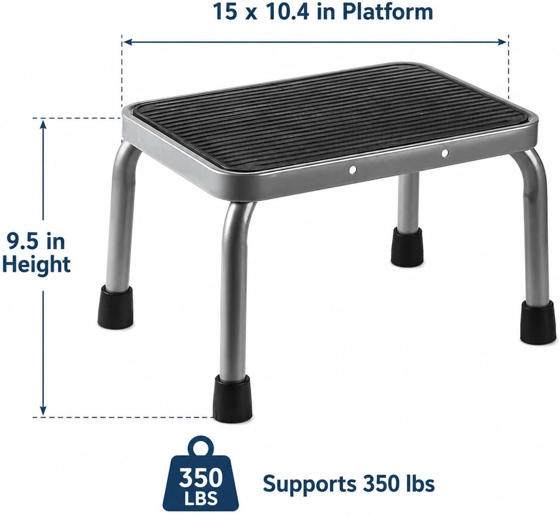 Sattiyrch Step Stool for Adults, Wide Non-Slip Metal Step Stool