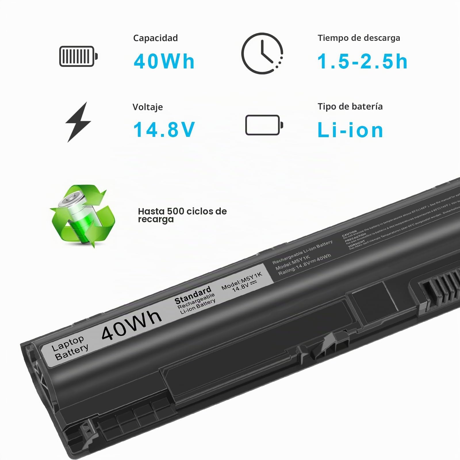 40Wh M5Y1K Batería de portátil para DELL Inspiron 14 15 17 3000 5000 Series 3551 3451 3558 5559 5558 5555 5758 GXVJ3 HD4J0 M5Y1K K185W WKRJ2