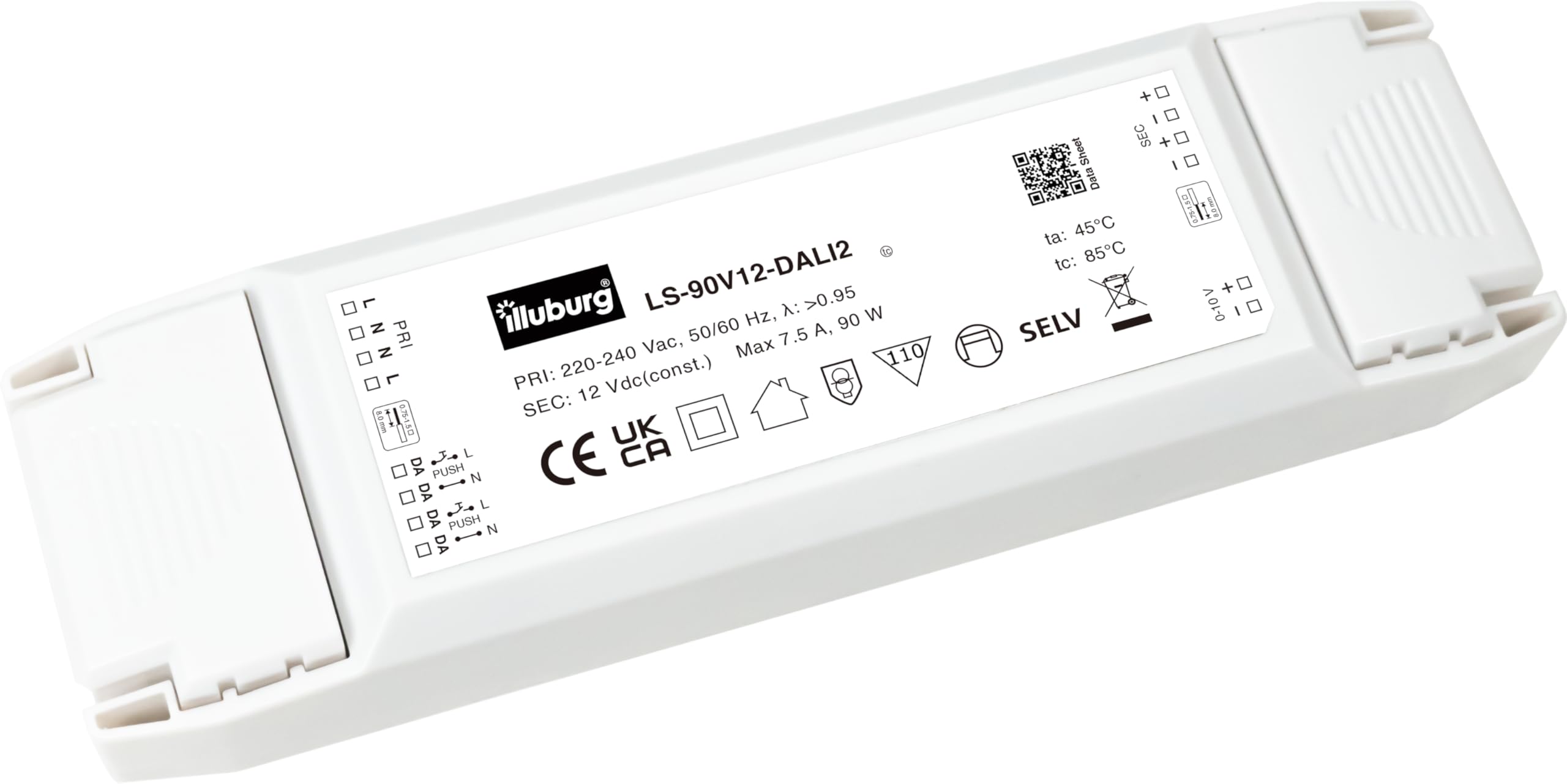 Sterownik LED 12 V 9 W – 90 W DALI przycisk push 0-10 V ściemniany bez migotania do taśm LED, transformator, zasilacz, statecznik, sterownik