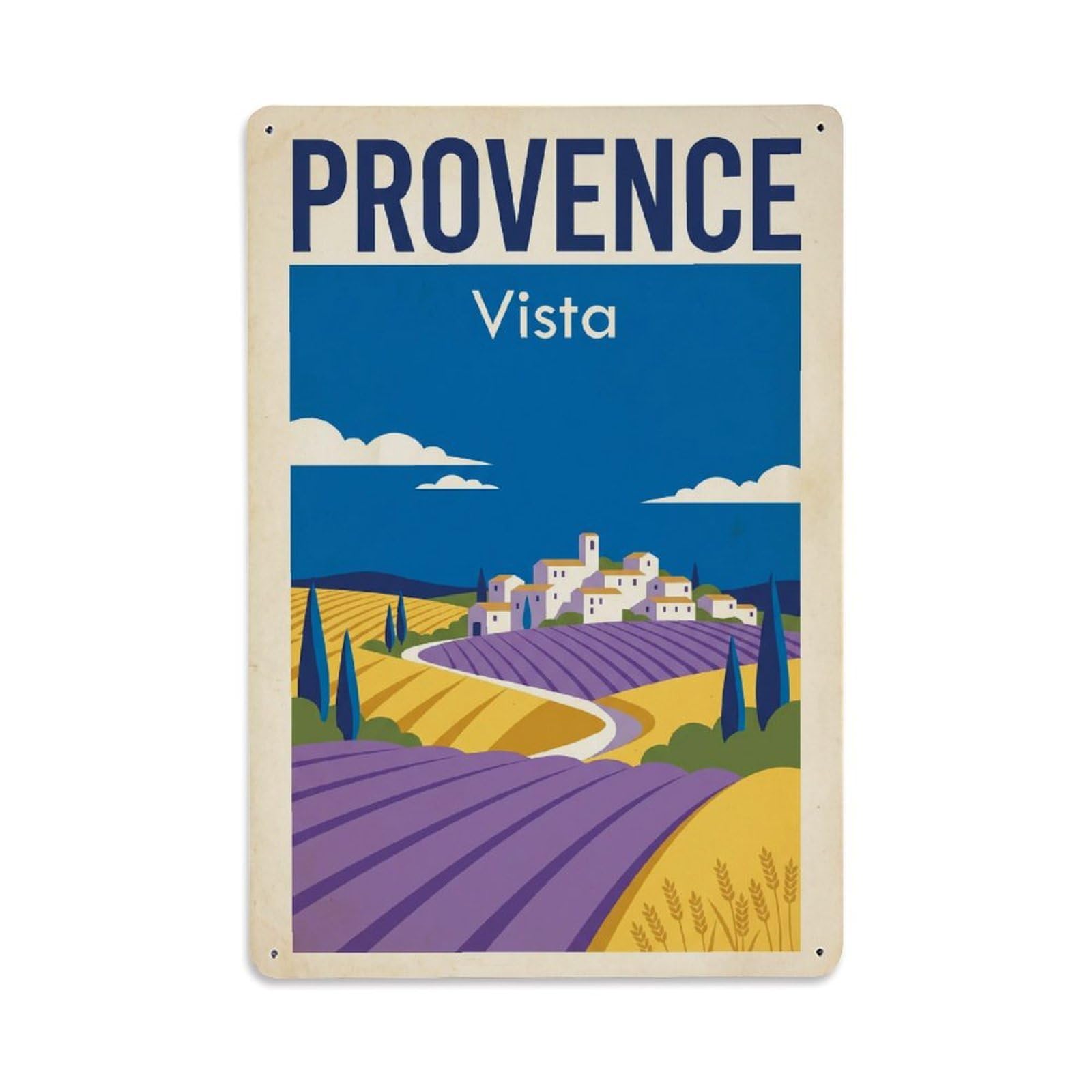 Gead 8X12inch Style Vintage Travel Provence Landscape Vista Metal Tin Sign