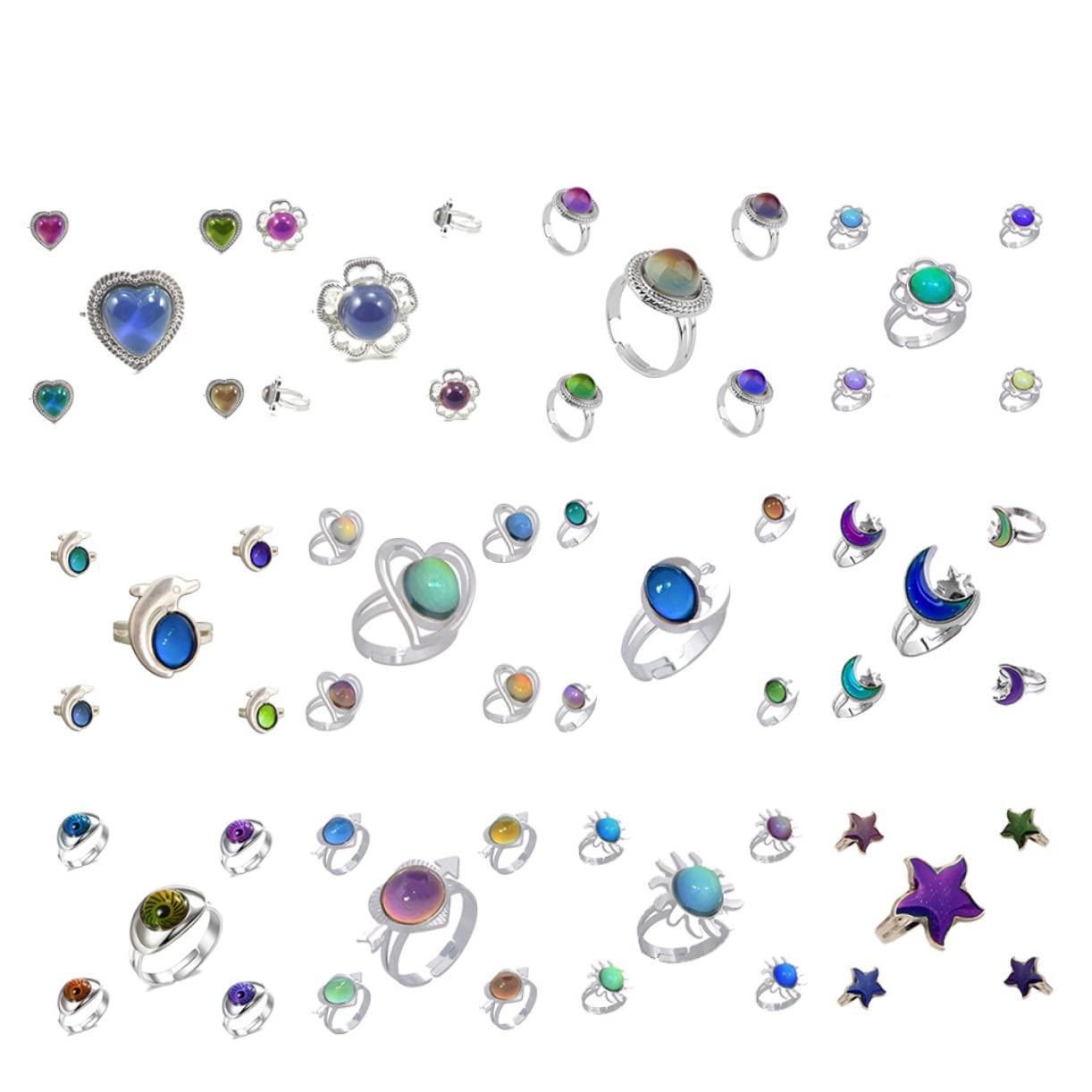 CALLARON Stk Mondgeschenke verstellbare Ringe für Damen kristall offener Fingerring stimmungsverändernder Ring für Kinder Gefühlsring Fingerstimmungsring Spaltring