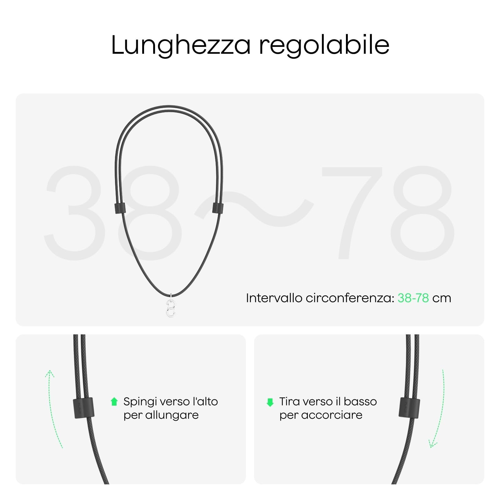 Plaud NotePin S & NotePin Lanyard Regolabile in Nylon per Collo 20.3–38.1 cm con Gancetto di Sicurezza in Lega (Dispositivo Non Incluso)