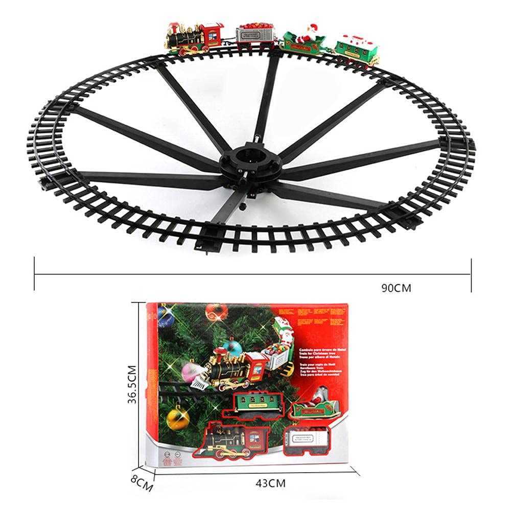 Jeffergarden Elektryczny Zestaw Bożonarodzeniowy Pociąg Dostawczy ABS Santa Express z świetlnym Dźwiękiem Tor o średnicy 88 Cm Zasilanie Akumulatorowe do Wakacji Pod choinką Pomysłowa Zabawa