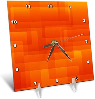 3dRose dc_213735_1 Bright Orange on Orange Rounded Rectangles Abstract Desk Clock, 6 x 6
