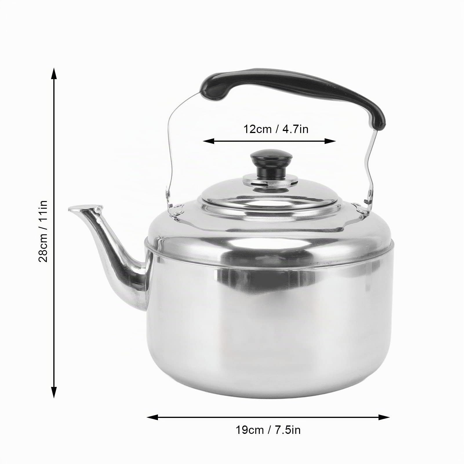 Naroote Bouilloire INOX, INOX Théières pour Cuisinière, 5.5L Bouilloire à Thé à ébullition Rapide avec Poignée Confortable pour Cuisinière à Induction pour Cuisinière à Gaz
