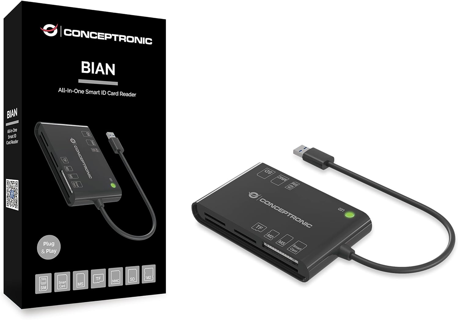 Smart ID Card Reader All-in-One Black