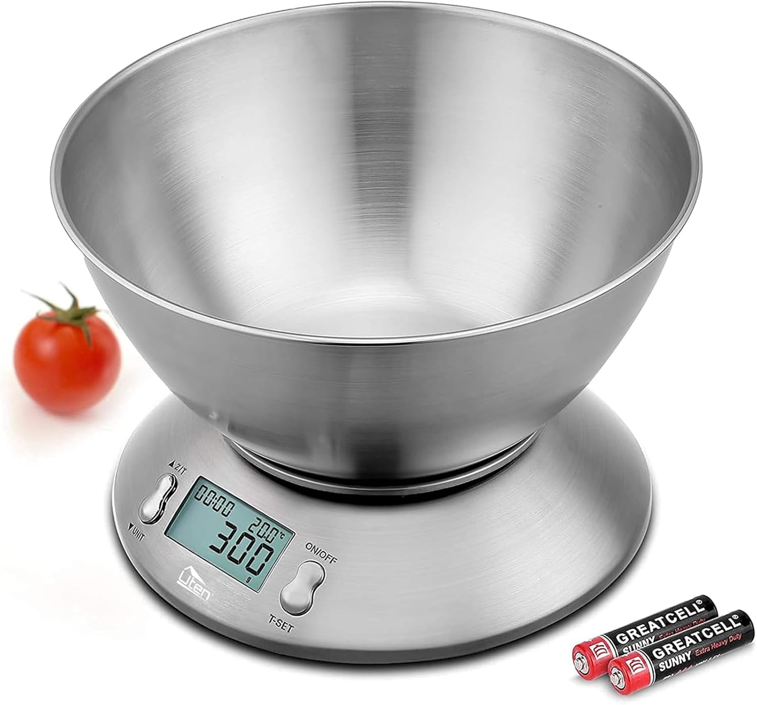 Uten Electronic Kitchen Scales, Digital Kitchen Scale with Detachable Stainless Steel Bowl, LCD Display, Ambient Temperature Sensor, Tare Function, Food Scale for Cooking Baking, 11lb/5kg Uten Electronic Kitchen Scales, Digital Kitchen Scale with Detachable Stainless Steel Bowl, LCD Display, Ambient Temperature Sensor, Tare Function, Food Scale for Cooking Baking, 11lb/5kg