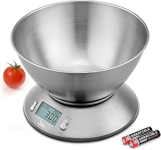 Uten Balance de Cuisine,5 kg Electronique Petit Balance de Précision Domsique avec Bol 2L Aliment Amovible Grand Écran LCD pour Câteau/Tarte/Biscui
