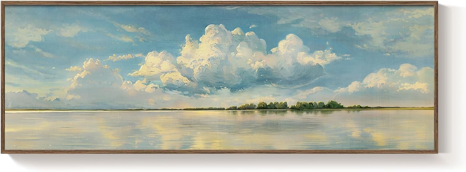 lianyibo Blue Landscape Canvas Decorative Sky Clouds Art for Wall Natural Landscape Landscape Prints For Living Room Decoration (55x165cm/No Frame)